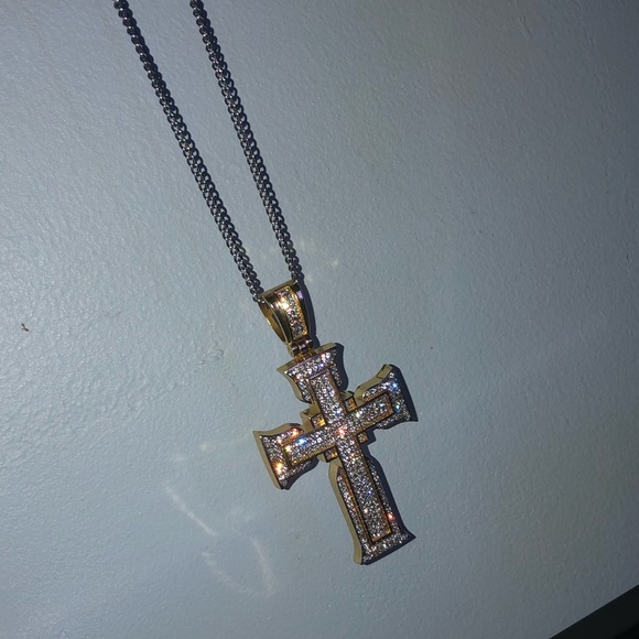 Gold And Silver Plated Cross Pendant - Picture 6 of 6